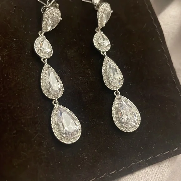 sterling silver drop earrings - Picture 2 of 2